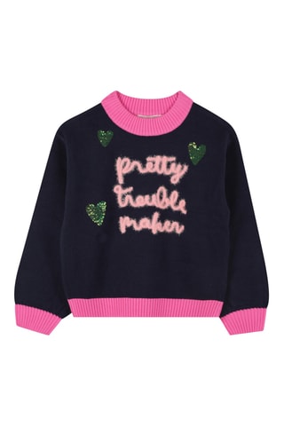 Pull - Bleu nuit et fuchsia - Billieblush