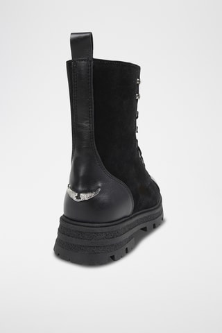 Bottines fourrées en cuir - Noir - Zadig