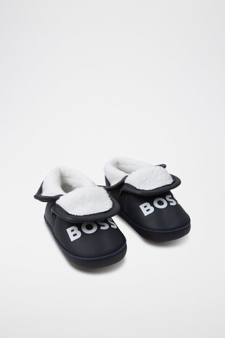 Chaussons fourrées en cuir de mouton - Bleu marine - Boss