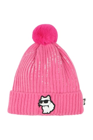 Bonnet à pompon - Rose - Karl Lagerfeld