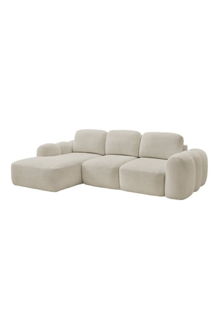 Canapé d'angle gauche convertible Montaigne - Beige - 4 places - En tissu bouclette