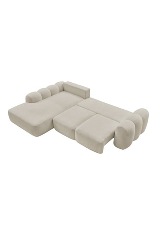 Canapé d'angle gauche convertible Montaigne - Beige - 3 places - En tissu bouclette