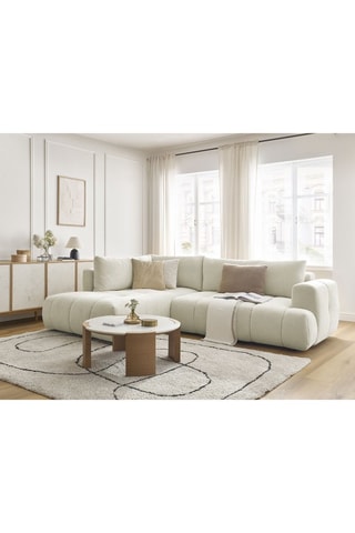 Canapé d'angle gauche convertible Fuji - Beige - 4 places - En tissu lisse