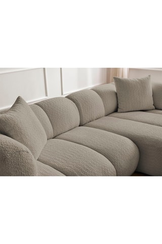 Canapé d’angle droit Pamira - Taupe - 4 places - En tissu bouclette