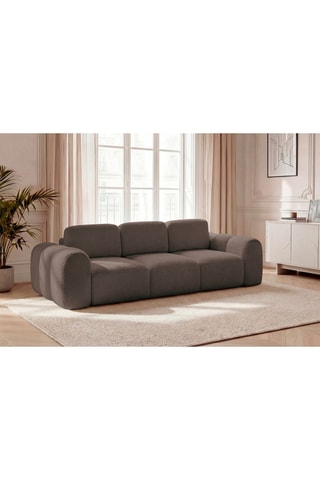 Canapé droit convertible Montaigne - Marron - 3 places - En tissu bouclette