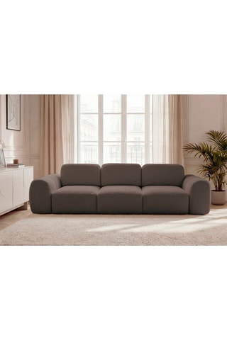 Canapé droit convertible Montaigne - Marron - 3 places - En tissu bouclette