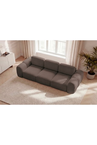 Canapé droit convertible Montaigne - Marron - 3 places - En tissu bouclette