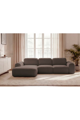 Canapé d’angle gauche convertible Montaigne - Marron - 4 places - En tissu ouclette
