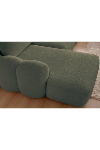 Canapé d’angle gauche convertible Montaigne - Vert - 4 places - En tissu bouclette