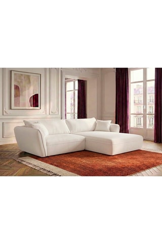 Canapé d’angle droit Luigi - Blanc - 3 places - En tissu lisse