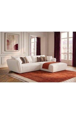 Canapé d’angle droit Luigi - Blanc - 3 places - En tissu lisse