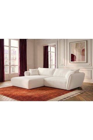 Canapé d’angle gauche Luigi - Blanc - 3 places - En tissu lisse