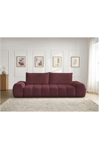 Canapé droit convertible Everest - Rouge - 3 places - En tissu chiné - Couchage 153 x 197 cm