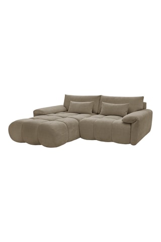 Canapé d'angle gauche Ivane - Taupe - 3 places - En tissu texturé