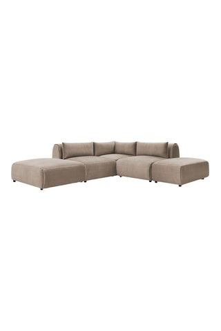 Canapé d'angle réversible Jeanne - Taupe - 5 places - En tissu velours
