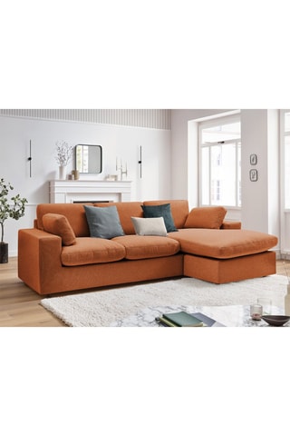 Canapé d'angle réversible Belair - Orange - 3 places - En tissu antibouloches