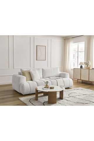 Canapé convertible Fuji - Blanc - 3 places - En tissu bouclette