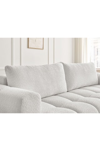Canapé convertible Fuji - Blanc - 3 places - En tissu bouclette