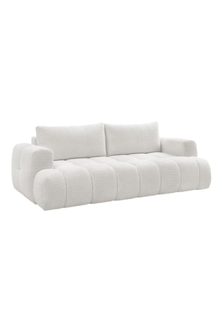 Canapé convertible Fuji - Blanc - 3 places - En tissu bouclette