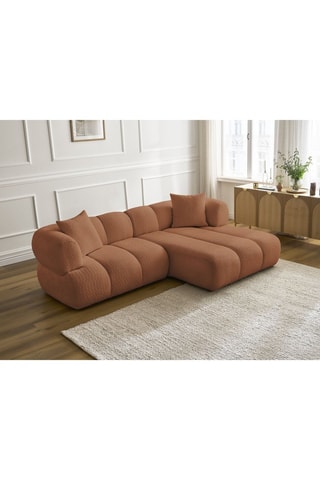 Canapé d'angle droit Pamira - Marron - 4 places - En tissu bouclette