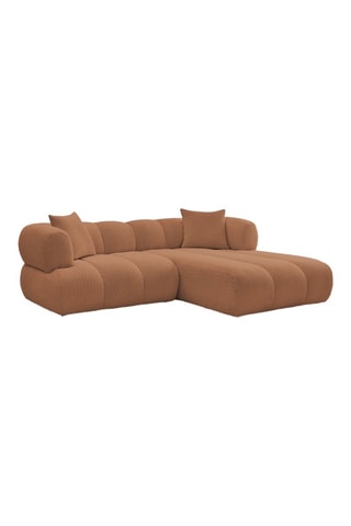 Canapé d'angle droit Pamira - Marron - 4 places - En tissu bouclette