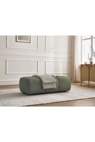 Pouf Pamira - Vert foncé - En tissu bouclette 