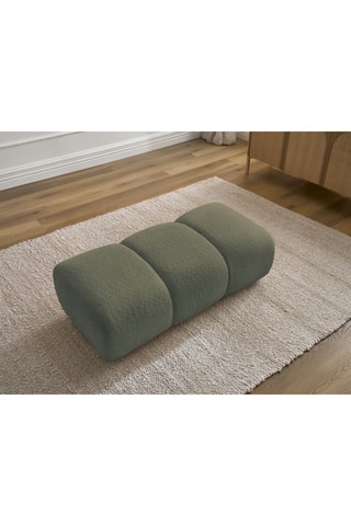 Pouf Pamira - Vert foncé - En tissu bouclette 