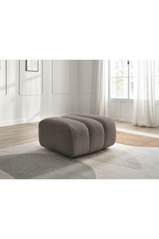 Pouf Talia - Taupe - En tissu bouclette 