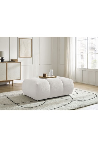 Pouf Fuji - Blanc - En tissu bouclette 