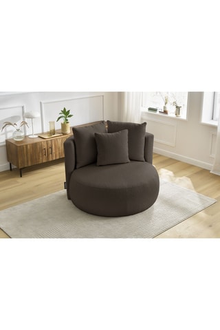 Fauteuil Cesar - Marron foncé - En tissu bouclette 