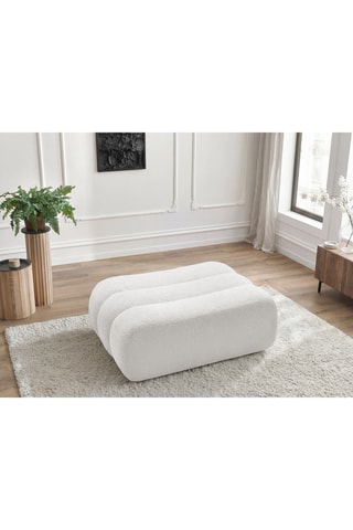 Pouf - Blanc - En tissu bouclette