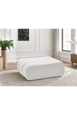 Pouf - Blanc - En tissu bouclette