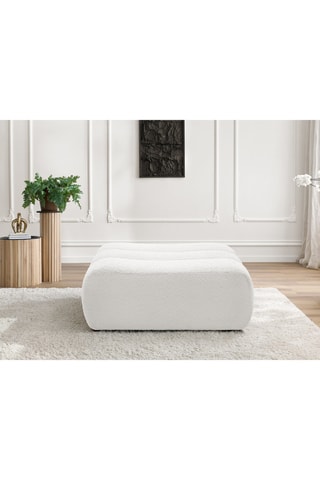 Pouf - Blanc - En tissu bouclette