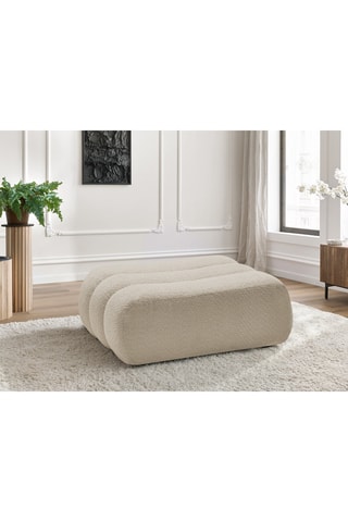 Pouf - Beige - En tissu bouclette 