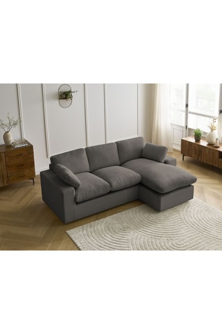 Canapé d'angle réversible Belair - Taupe - 3 places - En tissu velours