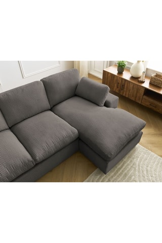 Canapé d'angle réversible Belair - Taupe - 3 places - En tissu velours