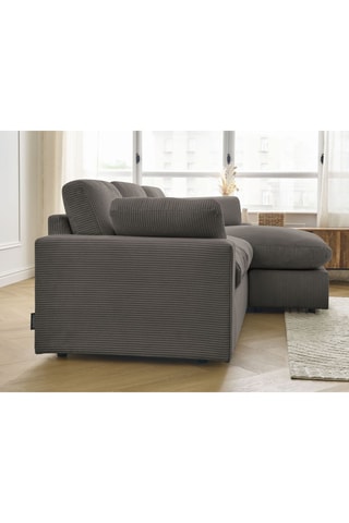 Canapé d'angle réversible Belair - Taupe - 3 places - En tissu velours