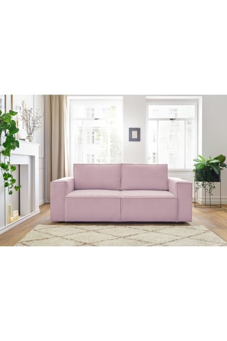 Canapé Nihad - Rose pastel - 2 places - En tissu velours