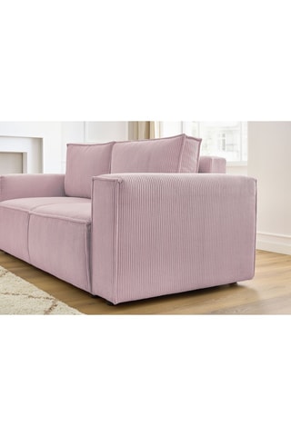 Canapé Nihad - Rose pastel - 2 places - En tissu velours