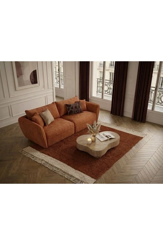 Canapé Luigi - Marron - 3 places - En tissu lisse -