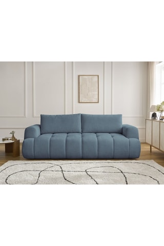 Canapé convertible Fuji - Bleu - 3 places - En tissu lisse 
