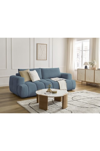 Canapé convertible Fuji - Bleu - 3 places - En tissu lisse 