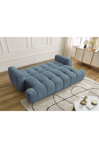 Canapé convertible Fuji - Bleu - 3 places - En tissu lisse 