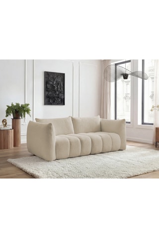 Canapé Azra - Beige - 3 places - En tissu bouclette