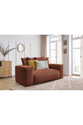 Canapé Voltaire - Marron - 2 places - En tissu velours côtelé 