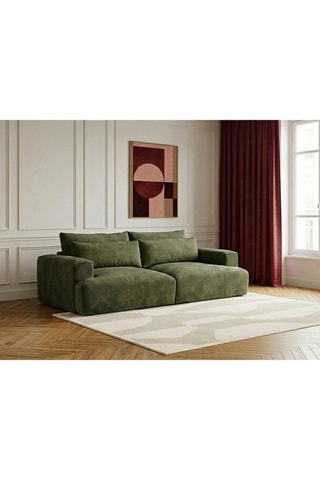Canapé Twiny - Vert - 3 places - En tissu lisse - 235 x 125 x 82 cm