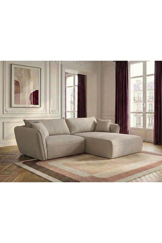 Canapé d'angle droit Luigi - Beige - 3 places - En tissu lisse