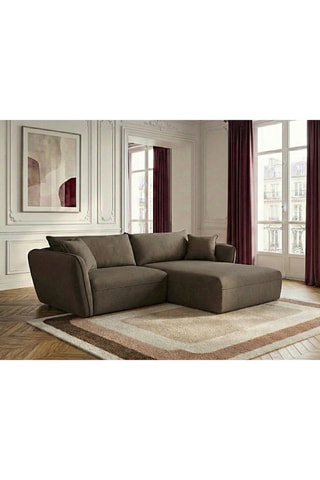 Canapé d'angle droit Luigi - Taupe - 3 places - En tissu texturé