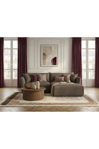Canapé d'angle droit Luigi - Taupe - 3 places - En tissu texturé