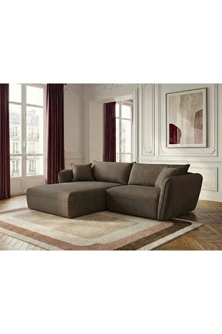 Canapé d'angle gauche Luigi - Taupe - 3 places - En tissu texturé